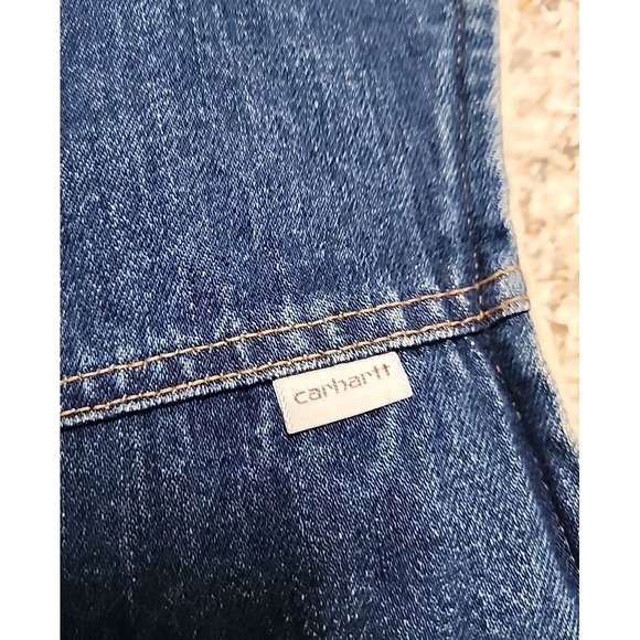 Vintage 80s Carhartt Denim Vest Men's  Large Tall Sherpa Lined Workwear Snap USA - Picture 3 of 16